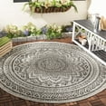 thumbnail image 1 of SAFAVIEH Courtyard Josiah Floral Medallion Indoor/Outdoor Area Rug, 6'7" x 6'7" Round, Light Grey/Black, 1 of 7