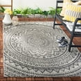 thumbnail image 1 of SAFAVIEH Courtyard Josiah Floral Medallion Indoor/Outdoor Area Rug, 6'7" x 6'7" Square, Light Grey/Black, 1 of 7