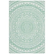 SAFAVIEH Courtyard Josiah Floral Medallion Indoor/Outdoor Area Rug, Ivory/Green, 2' x 3'7"
