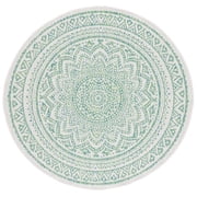 SAFAVIEH Courtyard Josiah Floral Medallion Indoor/Outdoor Area Rug, Ivory/Green, 7'10" x 7'10" Round