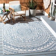 Safavieh Courtyard Josiah Floral Medallion Indoor/Outdoor Area Rug, Ivory/Navy, 5'3" x 7'7"