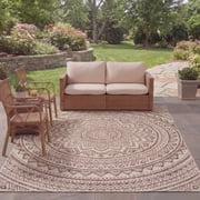 Safavieh Courtyard Josiah Floral Medallion Indoor/Outdoor Area Rug, Light Beige/Light Brown, 5'3" x 7'7"