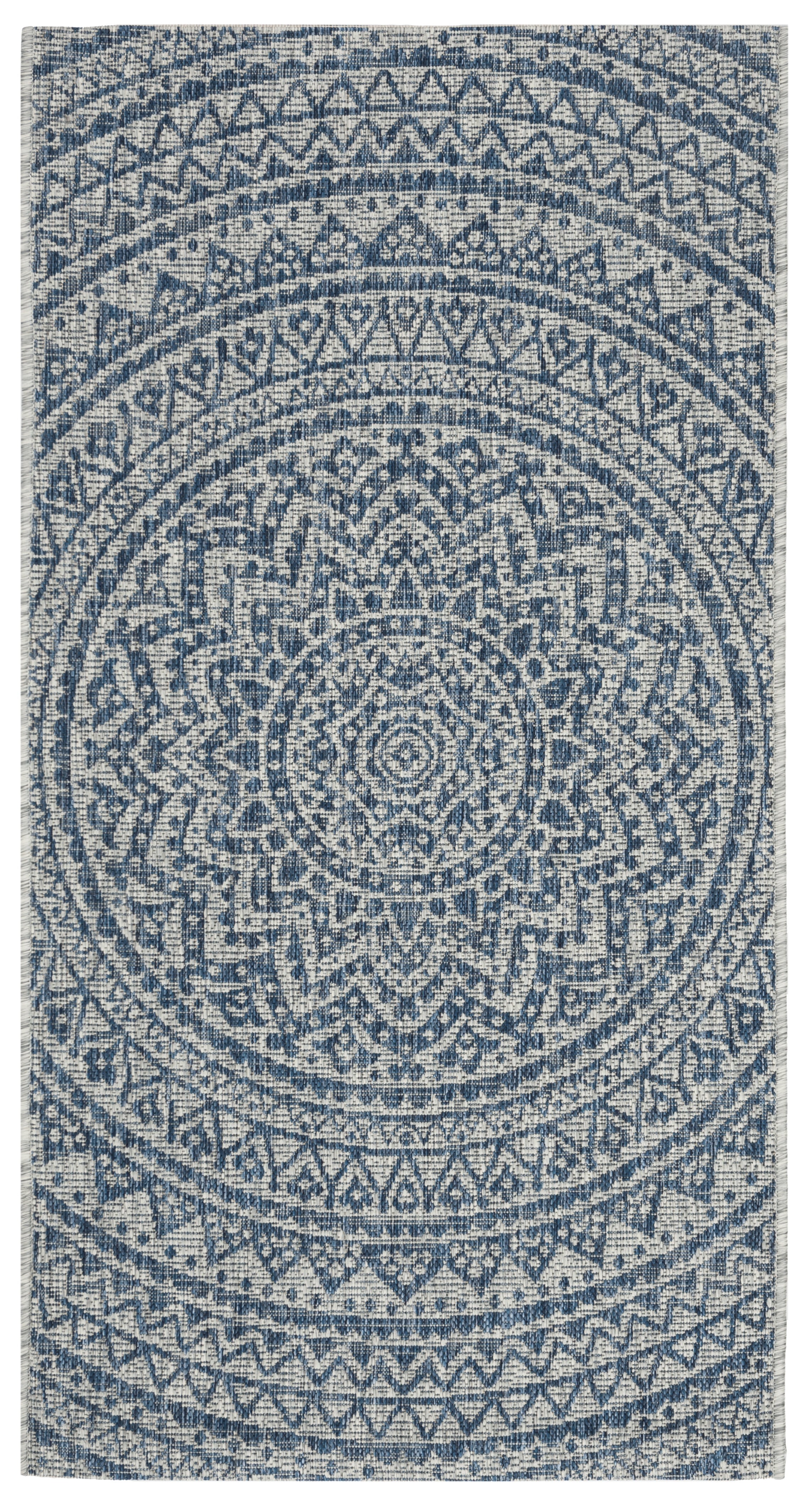 SAFAVIEH Courtyard Josiah Floral Medallion Indoor/Outdoor Area Rug, Light Grey/Blue, 2'7" x 5'