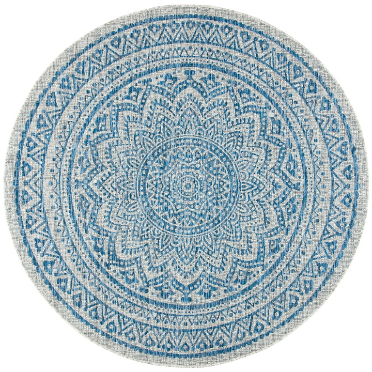 6' X 9' Grey/Blue Floral Indoor Outdoor Area Rug 6' X 9' Grey/Blue Floral Indoor Outdoor Area Rug