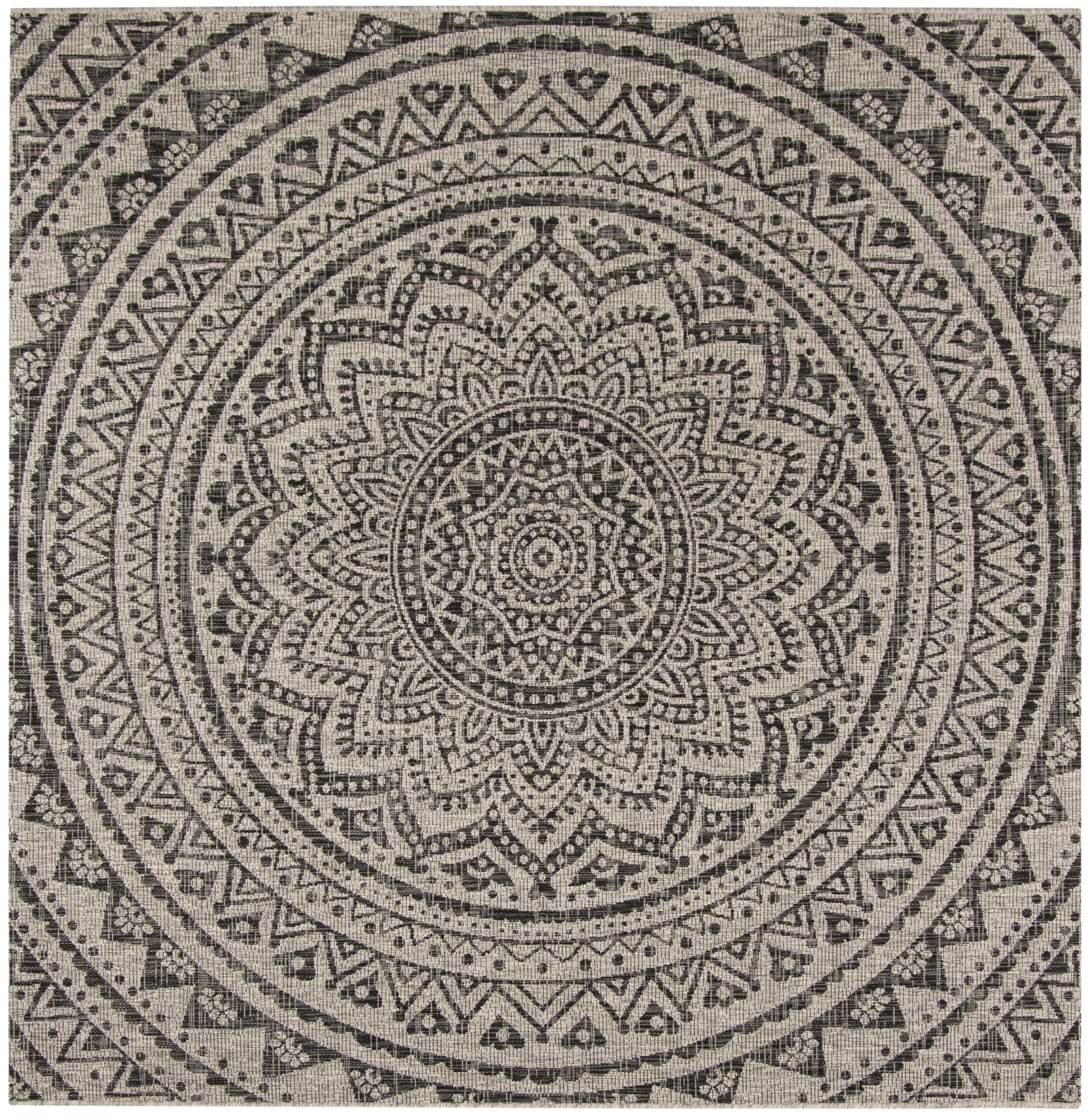 Elysian 3' Square Light Grey & Black Synthetic Area Rug