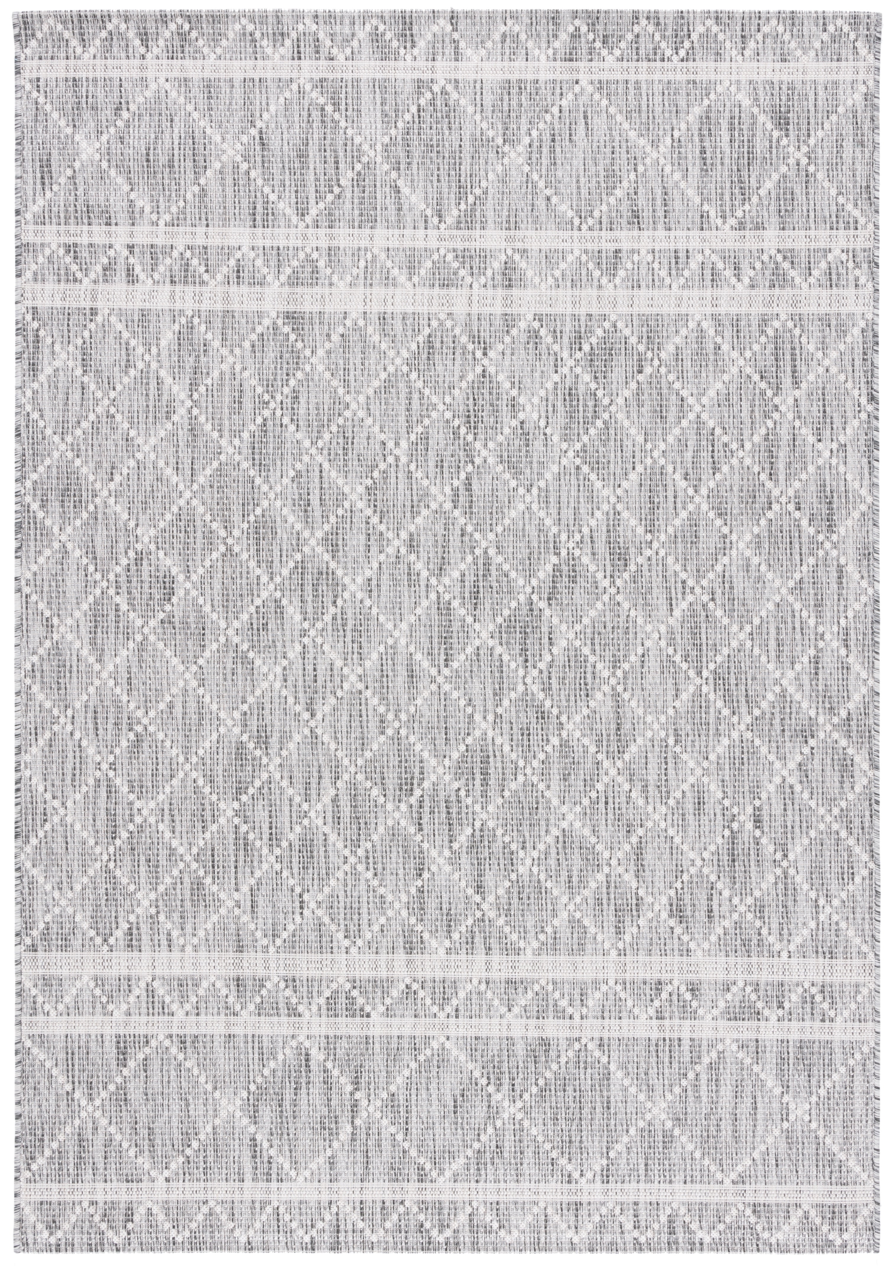 SAFAVIEH Courtyard Joyce Geometric Indoor/Outdoor Area Rug, Light Grey/Dark Grey, 4' x 5'7"