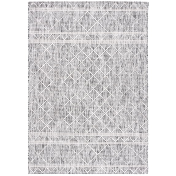 SAFAVIEH Courtyard Joyce Geometric Indoor/Outdoor Area Rug, Light Grey/Dark Grey, 5'3" x 7'7"