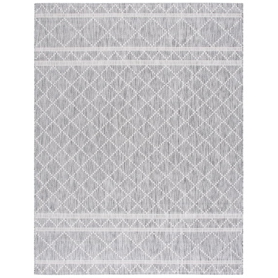 SAFAVIEH Courtyard Joyce Geometric Indoor/Outdoor Area Rug, Light Grey/Dark Grey, 8' x 10'