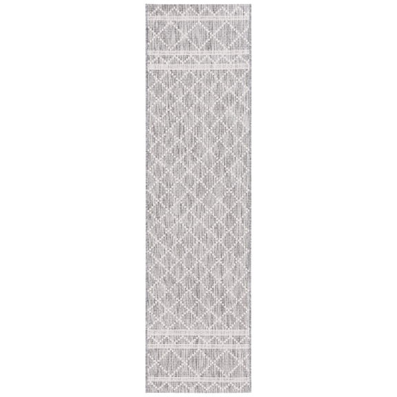 SAFAVIEH Courtyard Joyce Geometric Indoor/Outdoor Runner Rug, Light Grey/Dark Grey, 2'3" x 8'