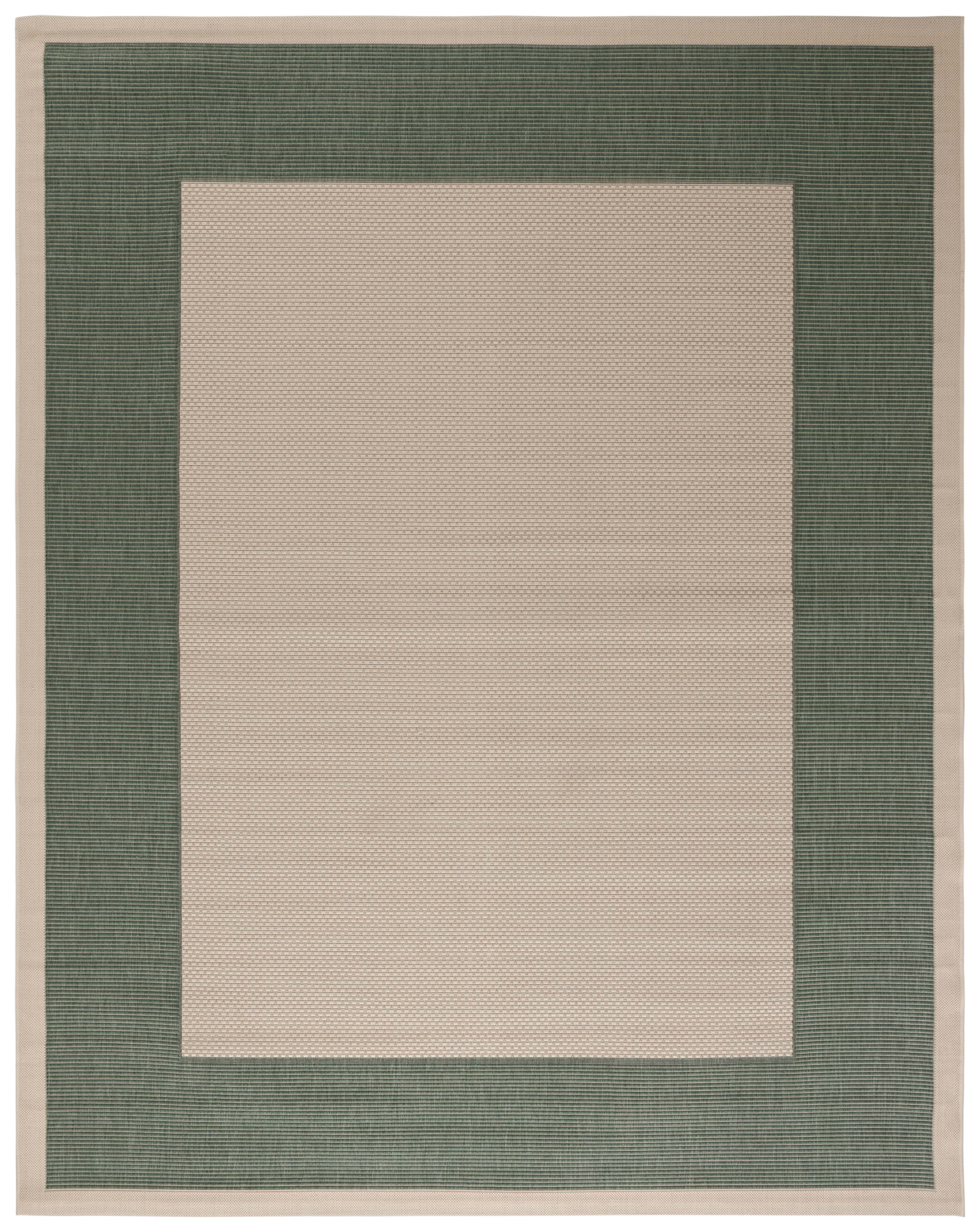 Safavieh Courtyard Justine Bordered Indoor/Outdoor Area Rug, Beige/Dark Green, 10' x 14'