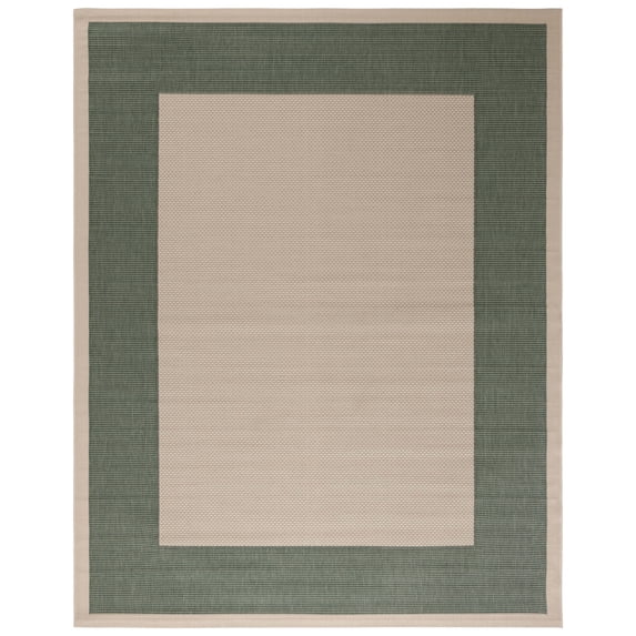 Safavieh Courtyard Justine Bordered Indoor/Outdoor Area Rug, Beige/Dark Green, 10' x 14'