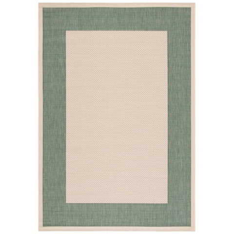 Safavieh Courtyard Justine Bordered Indoor/Outdoor Area Rug, Beige/Dark Green, 2' x 3'7"