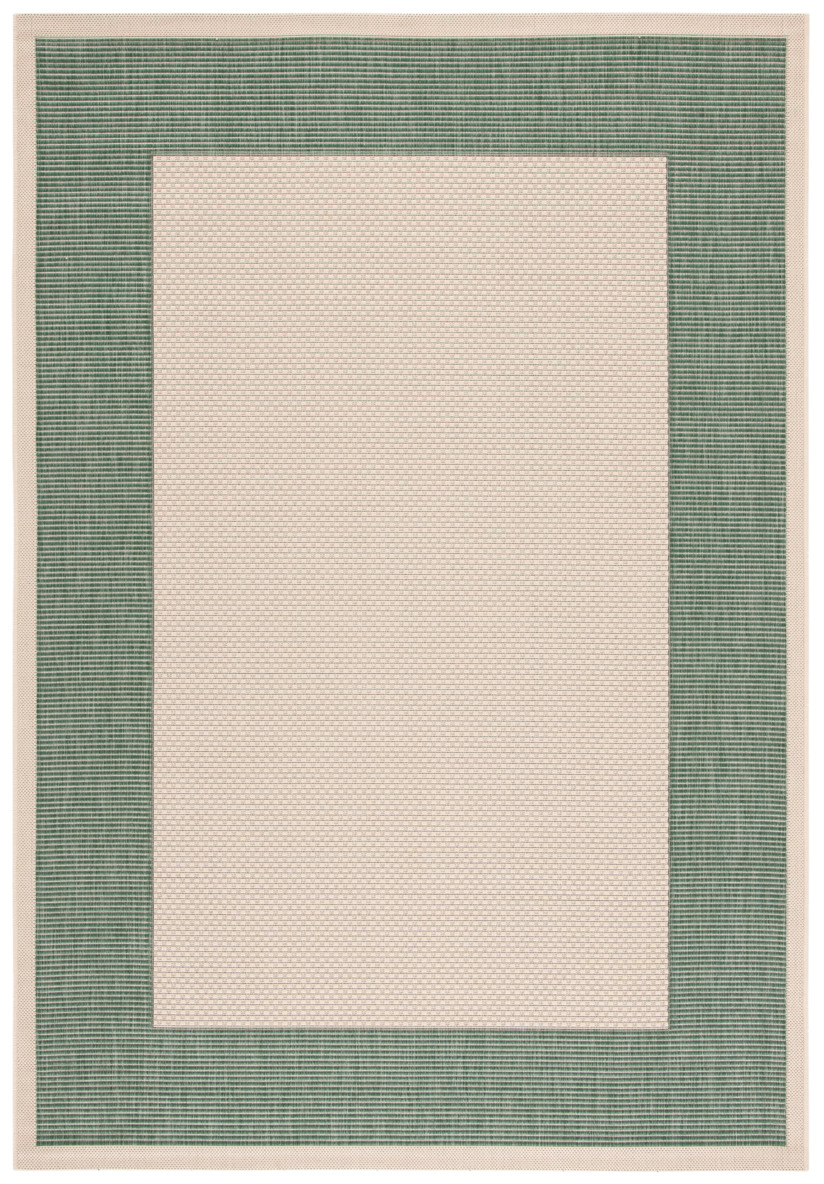 Beige and Dark Green Rectangular Synthetic Indoor/Outdoor Rug