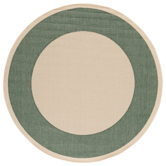 Safavieh Courtyard Justine Bordered Indoor/Outdoor Area Rug, Beige/Dark Green, 5'3" x 5'3" Round