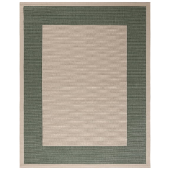 Safavieh Courtyard Justine Bordered Indoor/Outdoor Area Rug, Beige/Dark Green, 8' x 10'