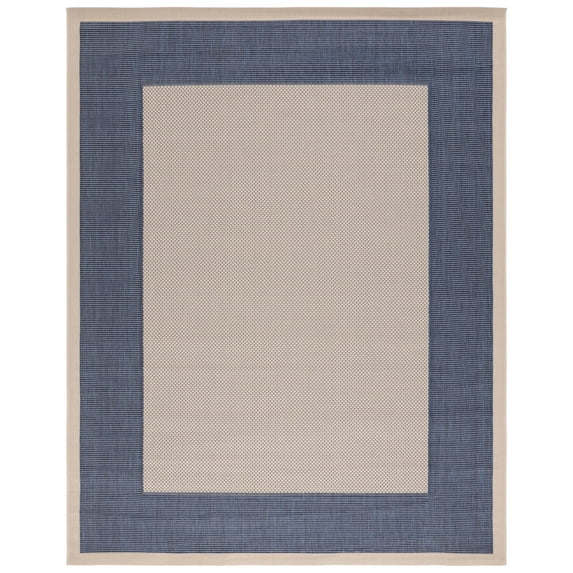 Safavieh Courtyard Justine Bordered Indoor/Outdoor Area Rug, Beige/Navy, 10' x 14'