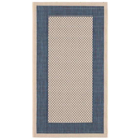 Safavieh Courtyard Justine Bordered Indoor/Outdoor Area Rug, Beige/Navy, 2'7" x 5'