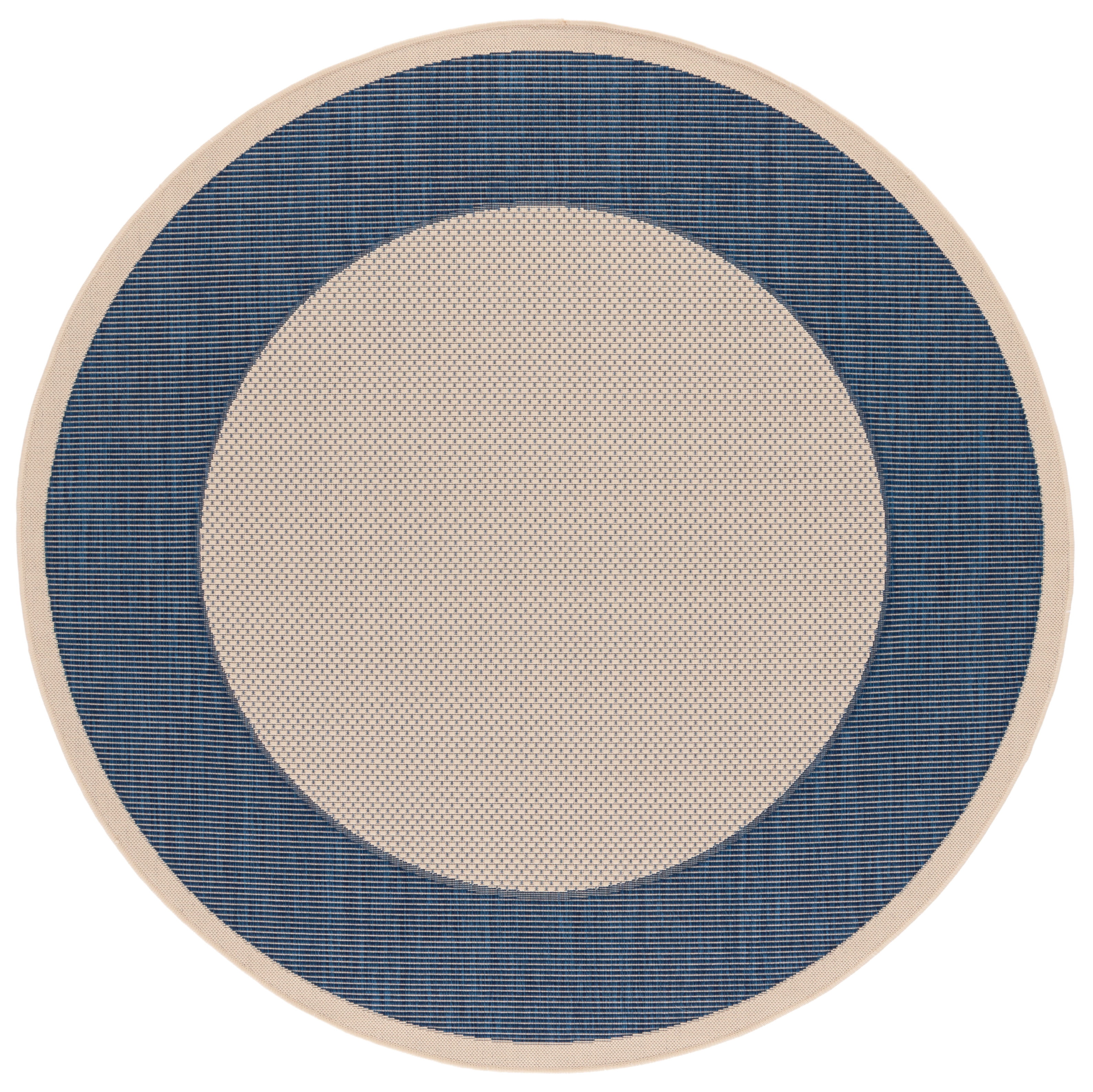 Safavieh Courtyard Justine Bordered Indoor/Outdoor Area Rug, Beige/Navy, 5'3" x 5'3" Round