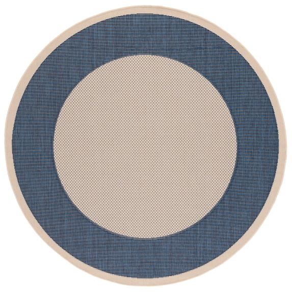Safavieh Courtyard Justine Bordered Indoor/Outdoor Area Rug, Beige/Navy, 6'7" x 6'7" Round