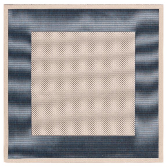 Safavieh Courtyard Justine Bordered Indoor/Outdoor Area Rug, Beige/Navy, 7'10" x 7'10" Square