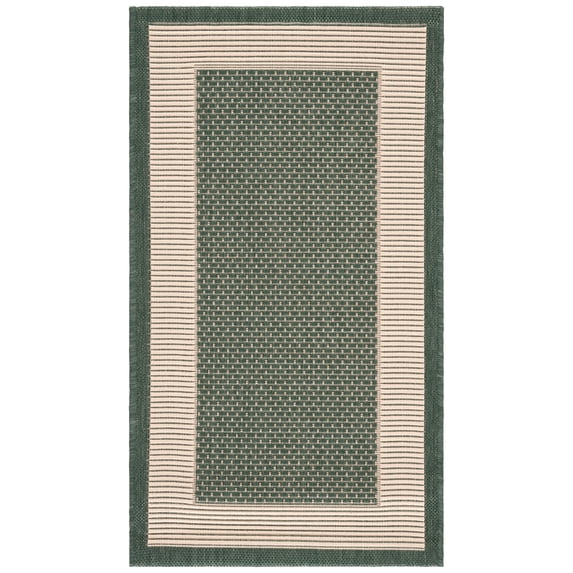 Safavieh Courtyard Justine Bordered Indoor/Outdoor Area Rug, Dark Green/Beige, 2' x 3'7"