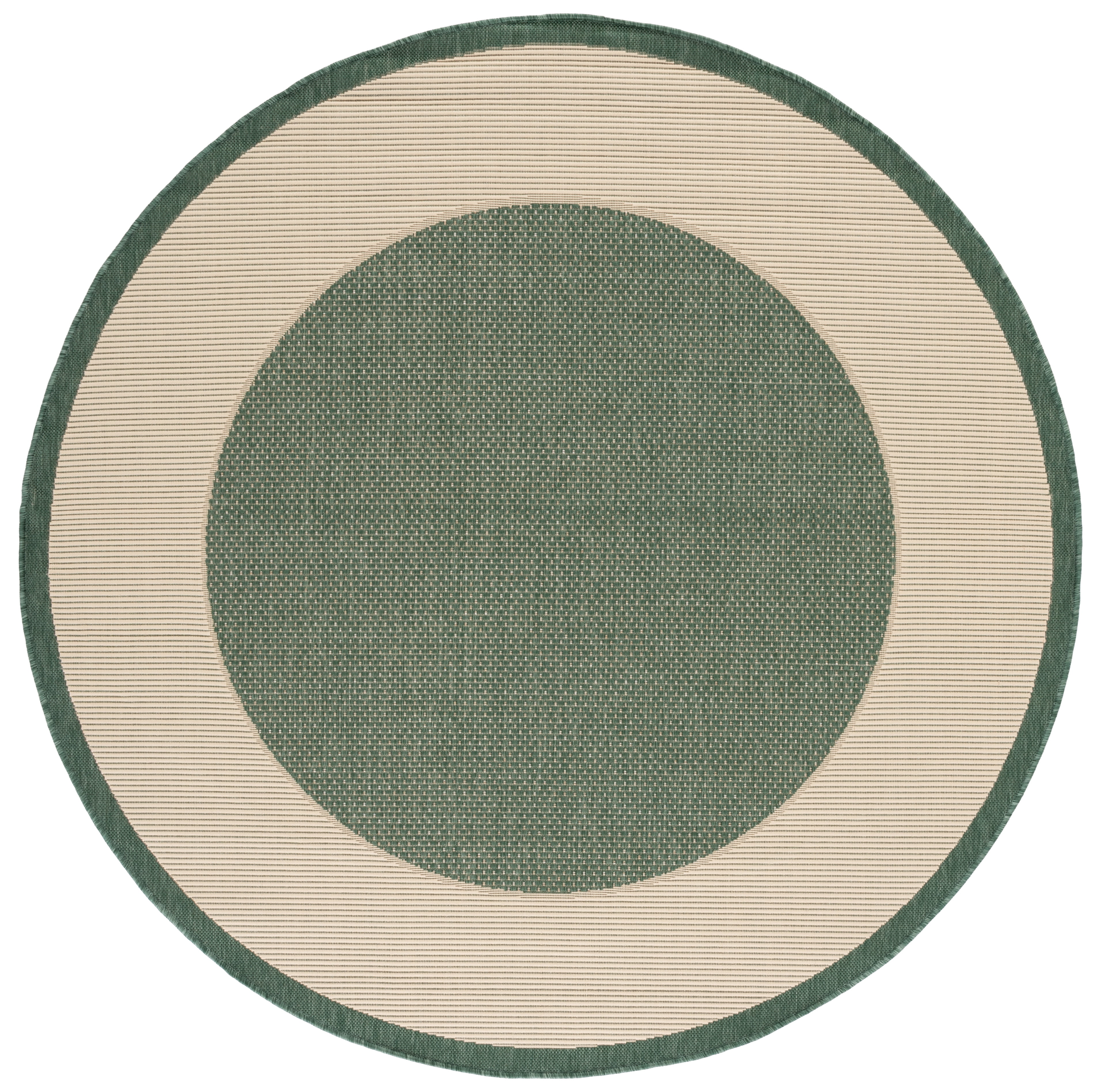 Safavieh Courtyard Justine Bordered Indoor/Outdoor Area Rug, Dark Green/Beige, 4' x 4' Round