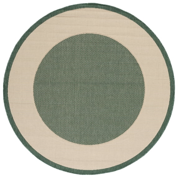 Safavieh Courtyard Justine Bordered Indoor/Outdoor Area Rug, Dark Green/Beige, 4' x 4' Round
