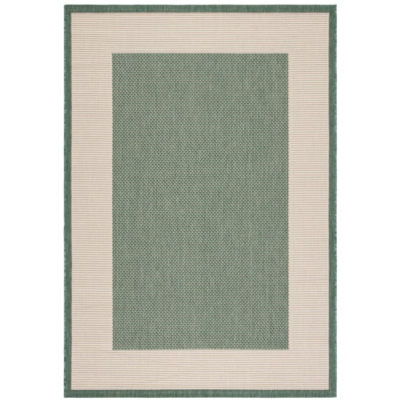 Safavieh Courtyard Justine Bordered Indoor/Outdoor Area Rug, Dark Green/Beige, 5'3" x 7'7"