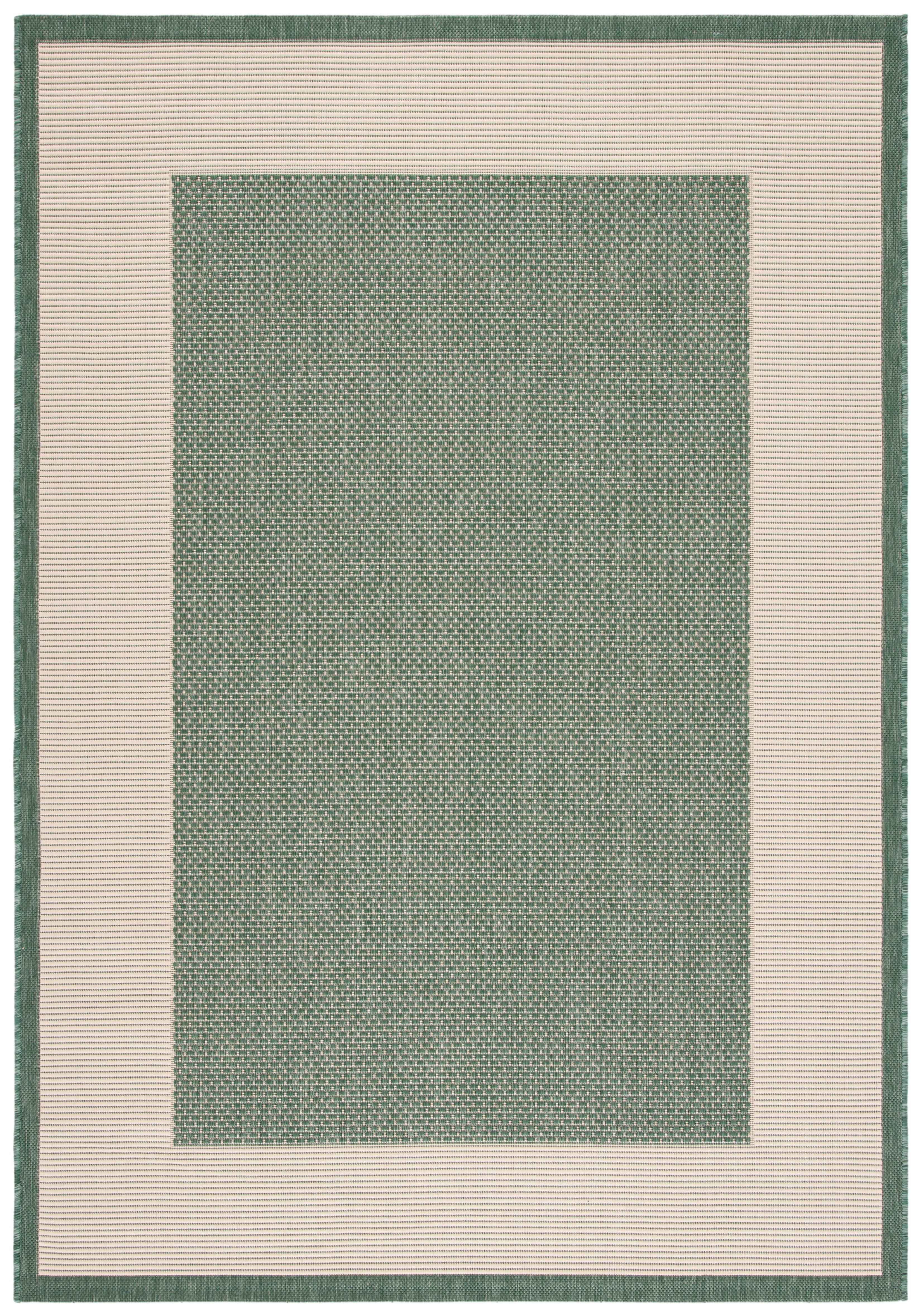 Dark Green and Beige Rectangular Reversible Synthetic Area Rug