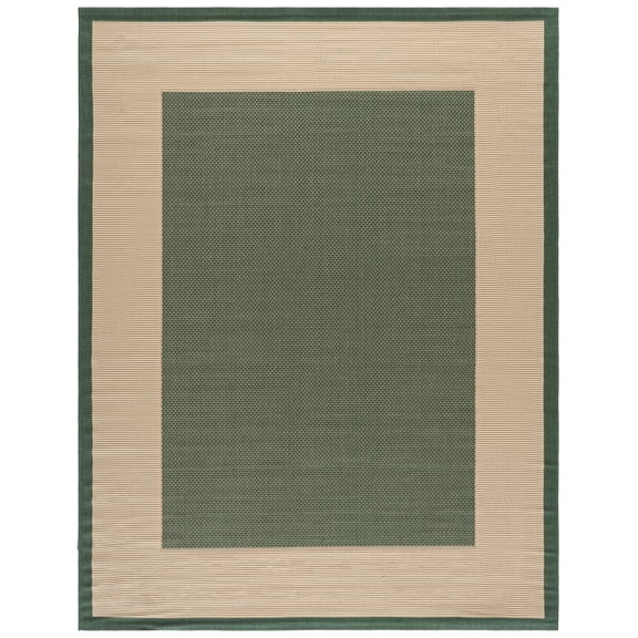 Safavieh Courtyard Justine Bordered Indoor/Outdoor Area Rug, Dark Green/Beige, 8' x 10'