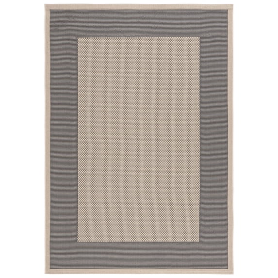 Safavieh Courtyard Justine Bordered Indoor/Outdoor Area Rug, Gray/Cream, 4' x 5'7"