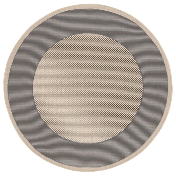 Safavieh Courtyard Justine Bordered Indoor/Outdoor Area Rug, Gray/Cream, 5'3" x 5'3" Round
