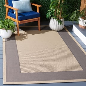 Safavieh Courtyard Justine Bordered Indoor/Outdoor Area Rug, Gray/Cream, 6'7" x 9'6"