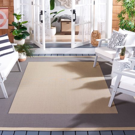 Safavieh Courtyard Justine Bordered Indoor/Outdoor Area Rug, Gray/Cream, 7'10" x 7'10" Square