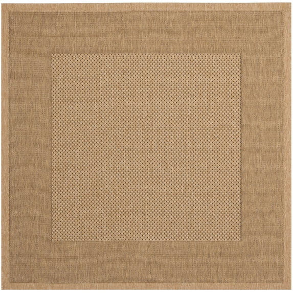 Safavieh Courtyard Justine Bordered Indoor/Outdoor Area Rug, Natural/Gold, 5'3" x 5'3" Square