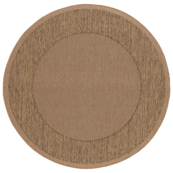 Safavieh Courtyard Justine Bordered Indoor/Outdoor Area Rug, Natural/Gold, 7'10" x 7'10" Round