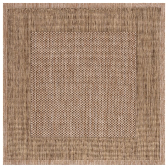 Safavieh Courtyard Justine Bordered Indoor/Outdoor Area Rug, Natural/Gold, 7'10" x 7'10" Square