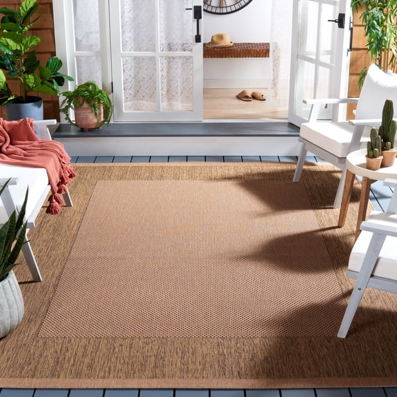 Safavieh Courtyard Justine Bordered Indoor/Outdoor Area Rug, Natural/Gold, 8' x 10'