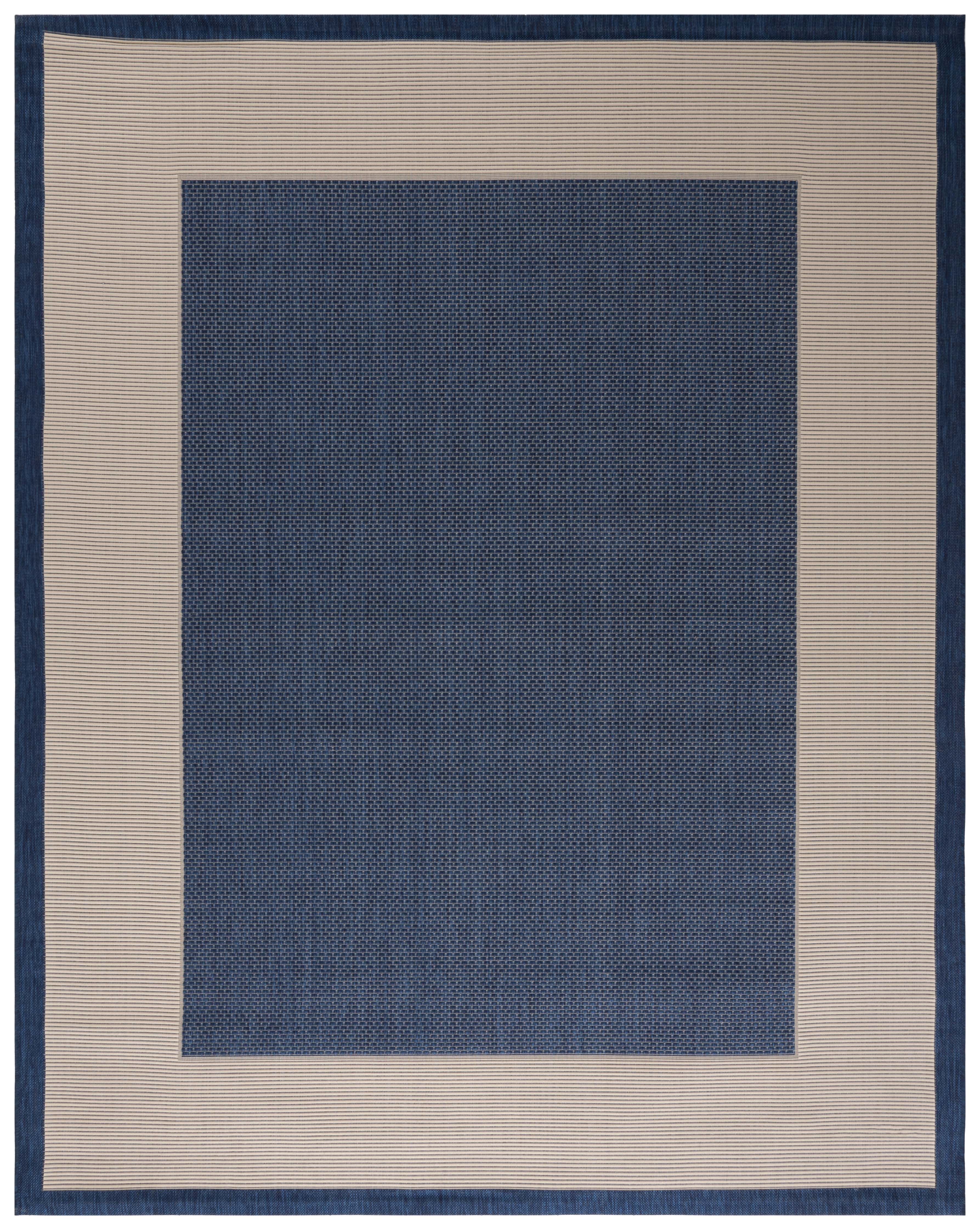 Safavieh Courtyard Justine Bordered Indoor/Outdoor Area Rug, Navy/Beige, 10' x 14'