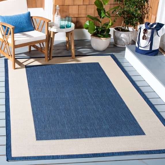 Safavieh Courtyard Justine Bordered Indoor/Outdoor Area Rug, Navy/Beige, 2'7" x 5'