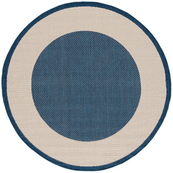 Safavieh Courtyard Justine Bordered Indoor/Outdoor Area Rug, Navy/Beige, 4' x 4' Round