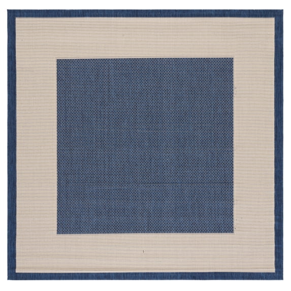 Safavieh Courtyard Justine Bordered Indoor/Outdoor Area Rug, Navy/Beige, 4' x 4' Square
