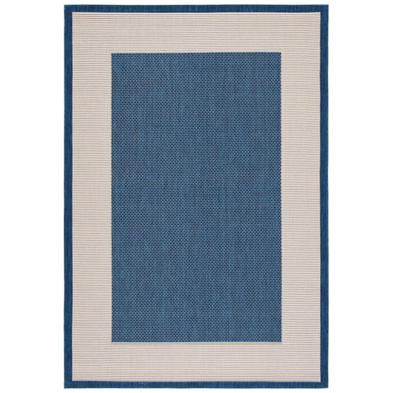 Safavieh Courtyard Justine Bordered Indoor/Outdoor Area Rug, Navy/Beige, 5'3" x 7'7"