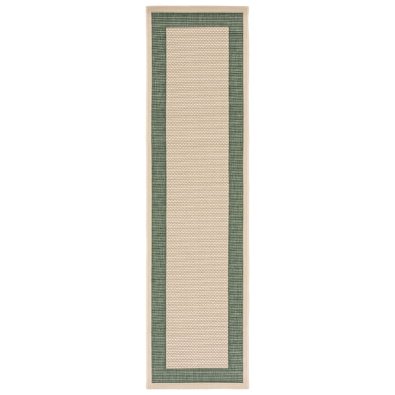 Safavieh Courtyard Justine Bordered Indoor/Outdoor Runner Rug, Beige/Dark Green, 2'3" x 8'