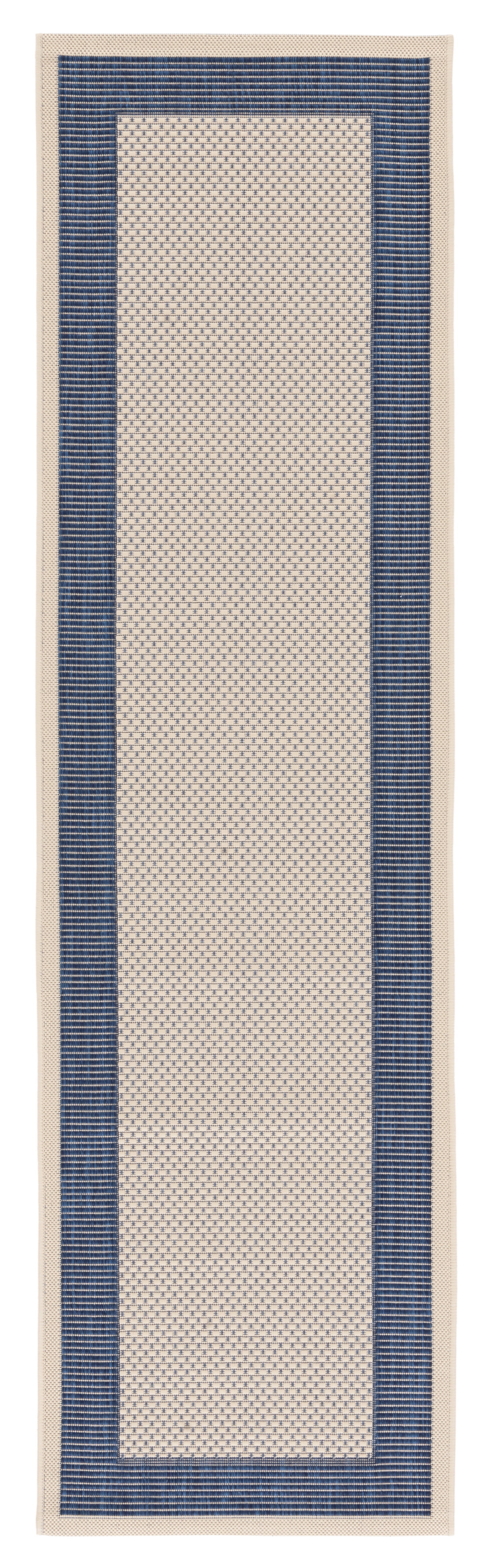 Safavieh Courtyard Justine Bordered Indoor/Outdoor Runner Rug, Beige/Navy, 2'3" x 5'