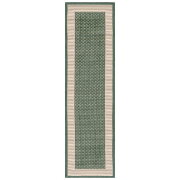 Safavieh Courtyard Justine Bordered Indoor/Outdoor Runner Rug, Dark Green/Beige, 2'3" x 12'
