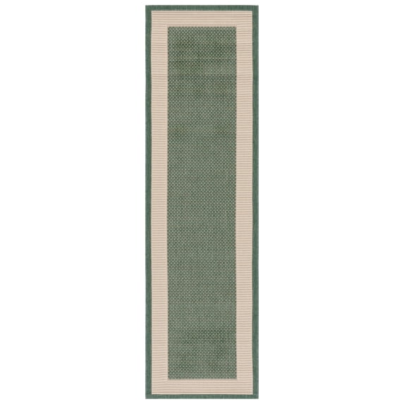 Safavieh Courtyard Justine Bordered Indoor/Outdoor Runner Rug, Dark Green/Beige, 2'3" x 5'