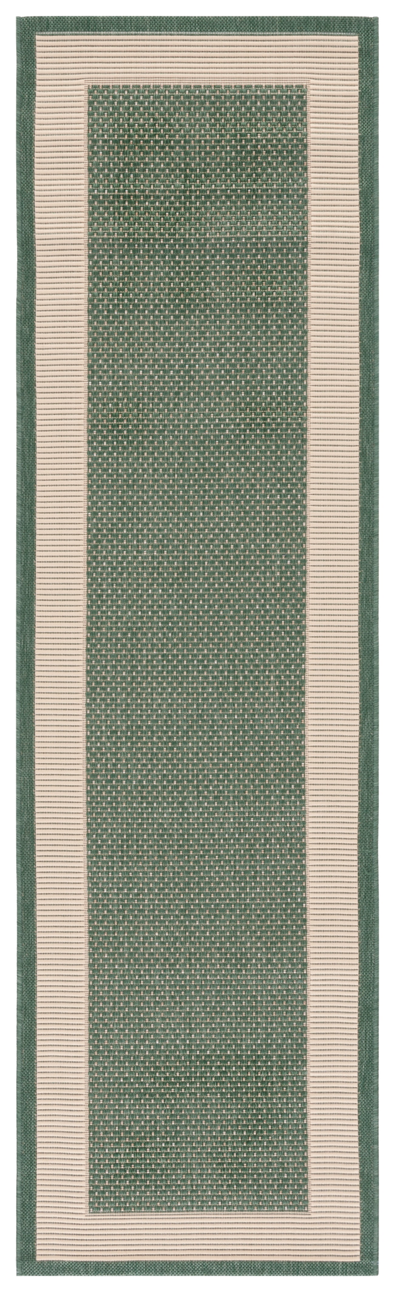 Safavieh Courtyard Justine Bordered Indoor/Outdoor Runner Rug, Dark Green/Beige, 2'3" x 8'