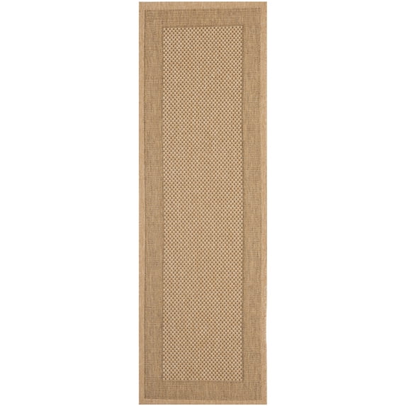 Safavieh Courtyard Justine Bordered Indoor/Outdoor Runner Rug, Natural/Gold, 2'3" x 5'