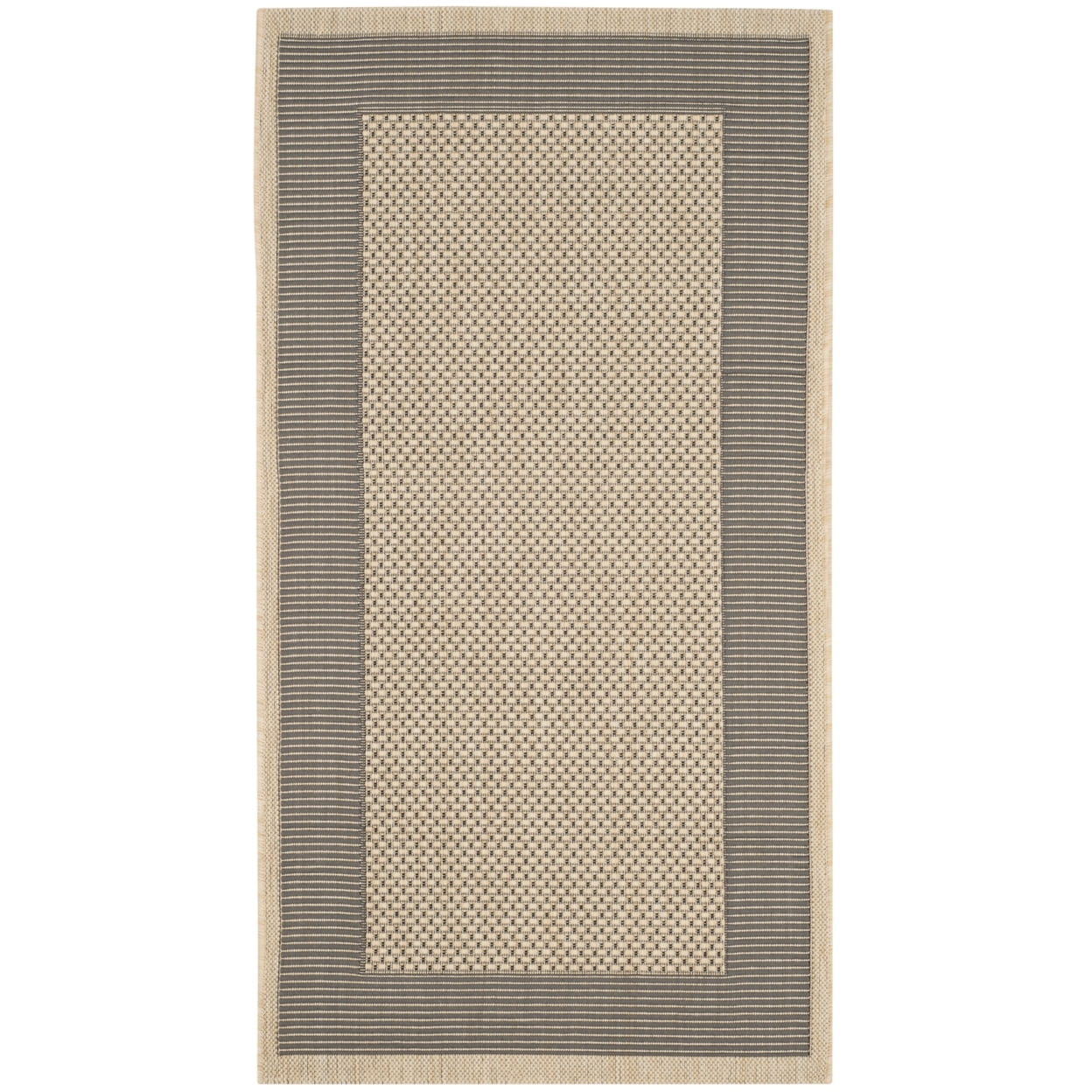 Elegant Grey and Cream Indoor/Outdoor Synthetic Area Rug, 2' x 3'7"